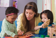 Toddlers playing at a childcare center