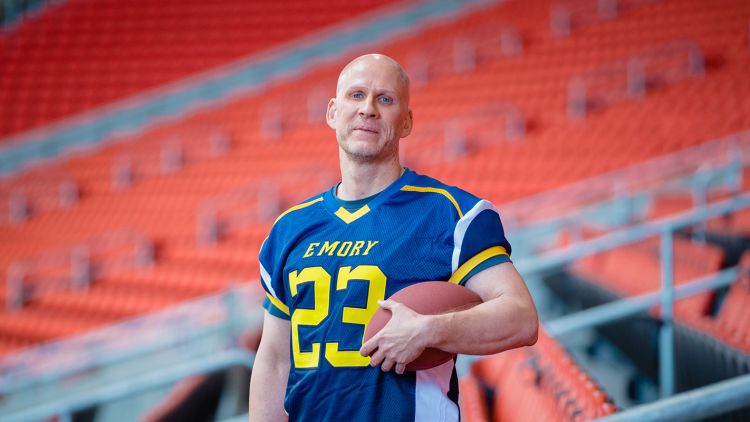 Michael Lewis with football