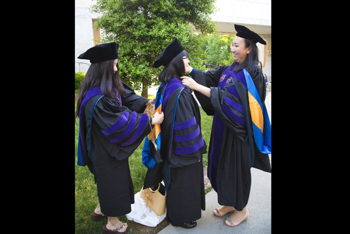 The 2014 Commencement will also be Emory's greenest ever. For the first time, all undergraduate graduation gowns and some professional doctoral gowns were made entirely out of recycled plastic bottles.