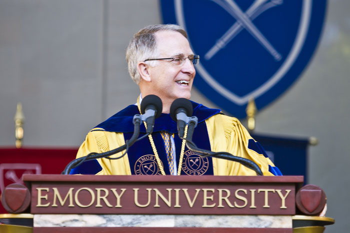 President James Wagner congratulated Emory¿s newest alumni for embracing an education "steeped in the ancient traditions and contemporary relevance of the liberal arts."