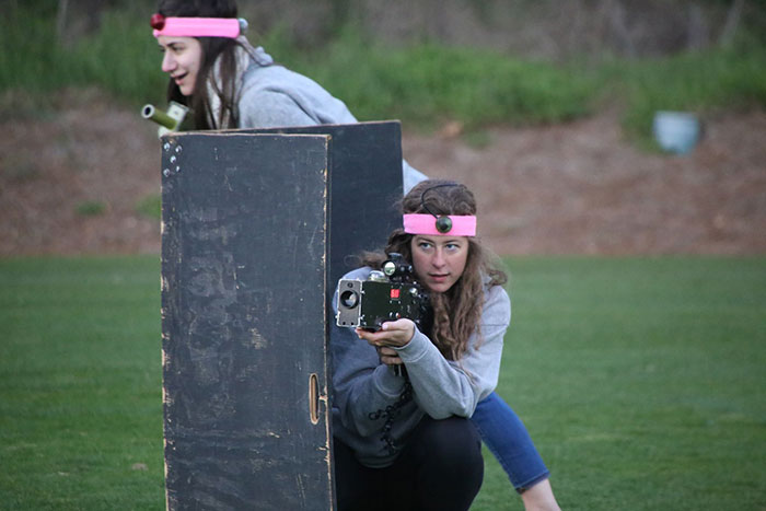 Students play laser tag on campus during Dooley's Week.