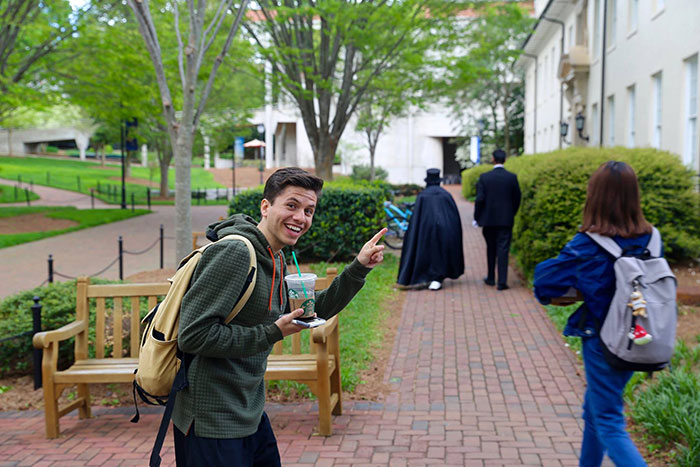 Students spot Dooley on campus during Dooley's Week.