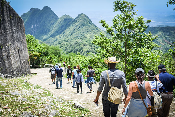 Seminar participants explore the Citadelle Laferrière, a large mountain-top fortress built by a leader of the Haitian slave rebellion, located south of  Cap-Haïtien. One of the largest fortresses in the Americas, it was designated as a UNESCO World Heritage Site in 1982.