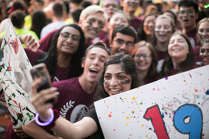 Students take a selfie together