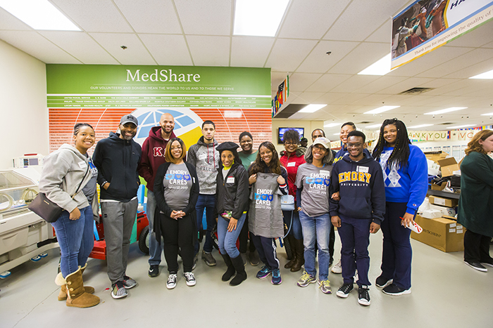 Emory community members pose for a photo at MedShare