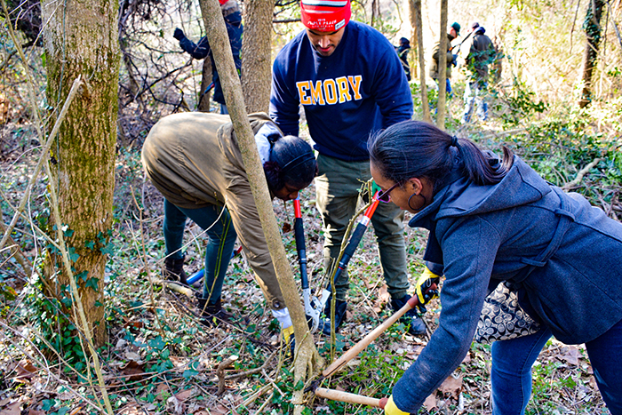 Students do gardening for the MLK Day of Service