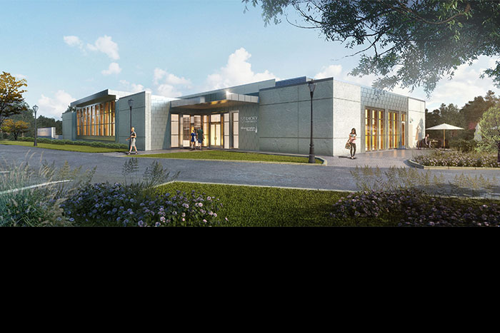 Library Services CenterThe Library Service Center, located on Emory's Briarcliff property, will be an offsite archival facility operated jointly by the libraries of Emory and the Georgia Institute of Technology. Rendering courtesy of KSS.