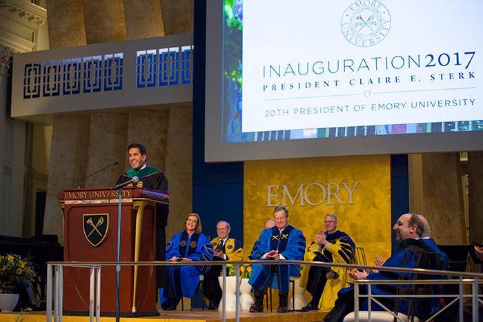 Emory neurosurgeon and CNN chief medical correspondent Sanjay Gupta gave the keynote address, noting that Emory has both the ability and the responsibility "to make a better and stronger world."
