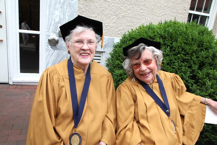 Alumnae Carolyn Snelling `52BSN and Betty Marie Stewart `52BSN at the reception following the Diploma Ceremony