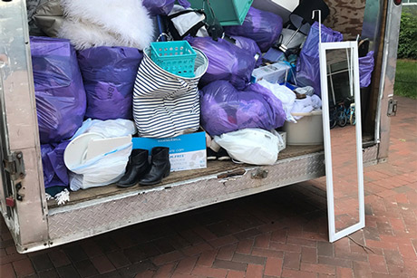 Colorful bags and bins helped Emory students sort items for recycling, donating or composting when they moved out after spring semester.