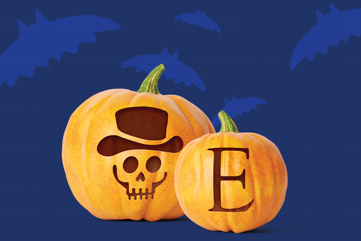 Graphic of pumpkins with stencils