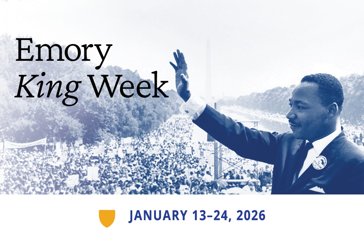 Emory King Week text overlaid on an image of MLK