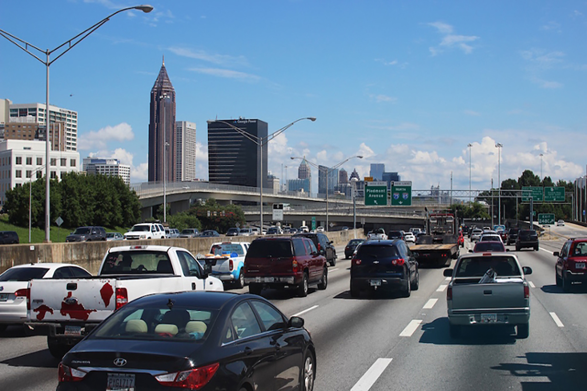 Traffic jam on I-75/85 in downtown Atlanta