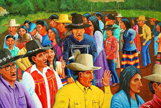 colorful art of group of Indigenous people