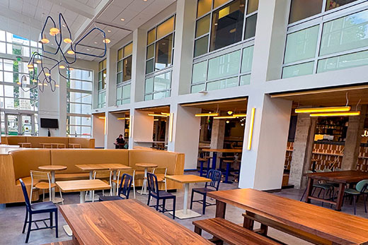 tables, chairs and booth eating spaces 