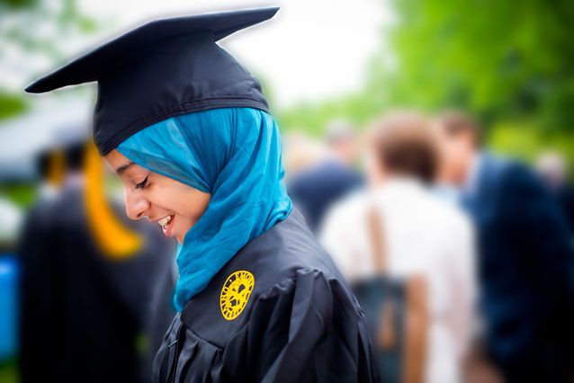 Oxford College sophomore Salma Solimon takes part in the Oxford Baccalaureate ceremony on May 5. 