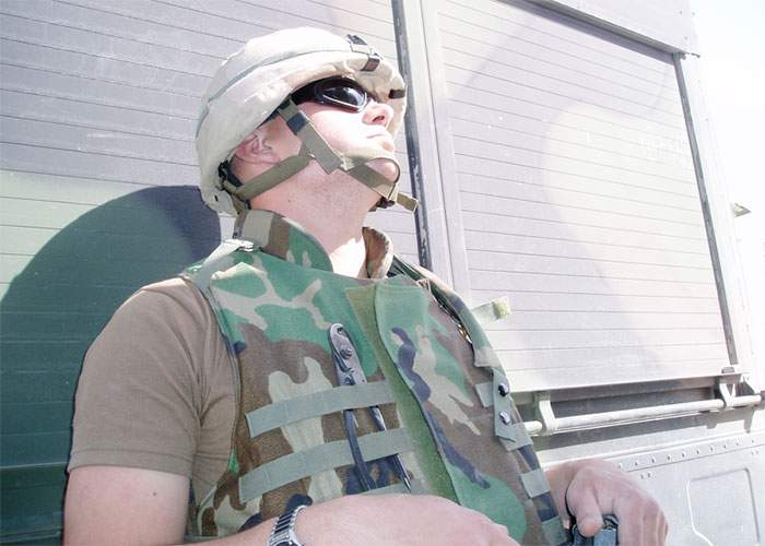 Pfc. Michael Yandell in Baghdad in 2004