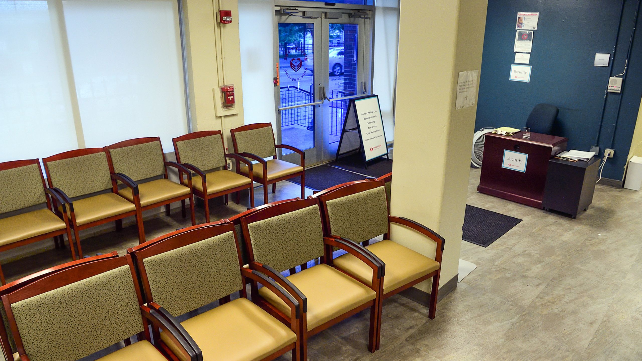 An empty waiting room at the Gateway Center.