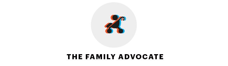illustration of a child in a stroller. The Family Advocate