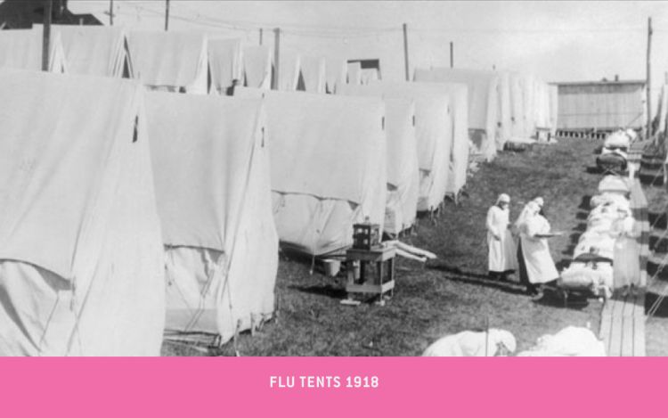 Old photo of flu tents in 1918