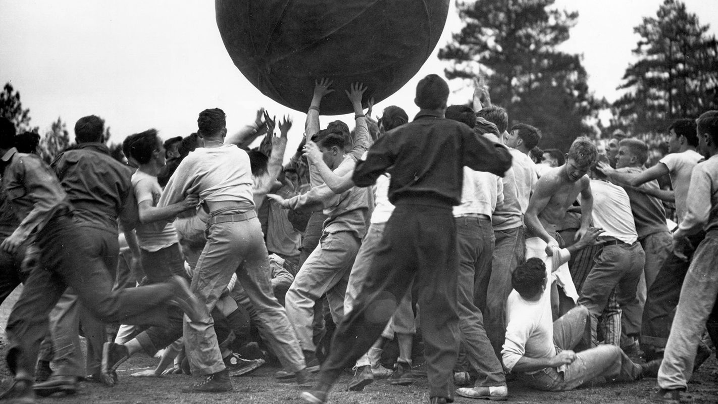 Archival photo of push ball