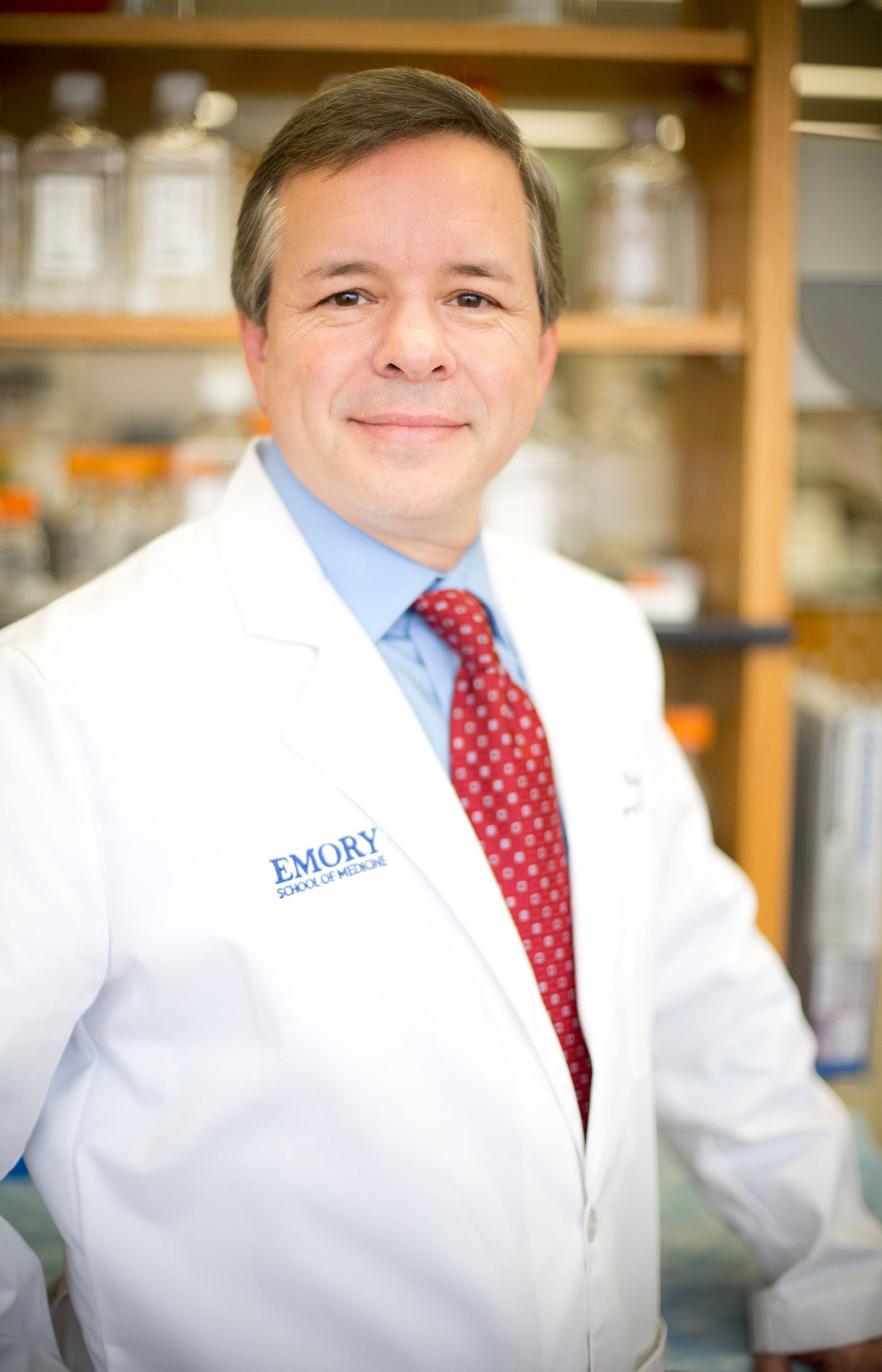 Emory emergency medicine physician David Wright sits in his lab.