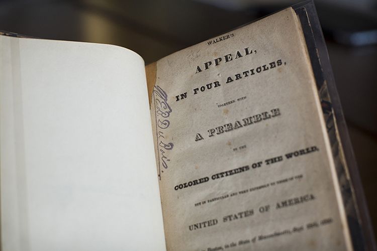 An original copy of "Walker's Appeal," bearing the imprint of W. E. B. Du Bois' signature, the book's former owner.