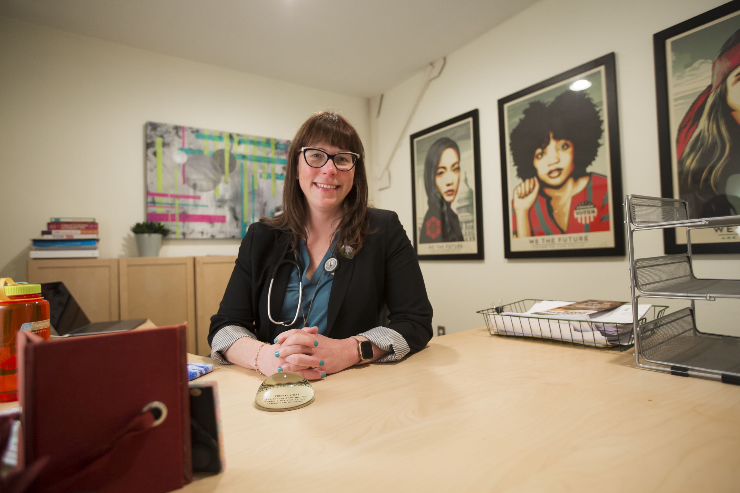 Michelle Sariev sitting at her desk.