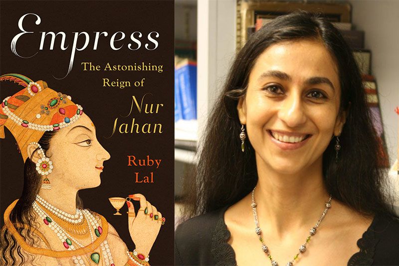 The book cover for "Empress" and a portrait of author Ruby Lal