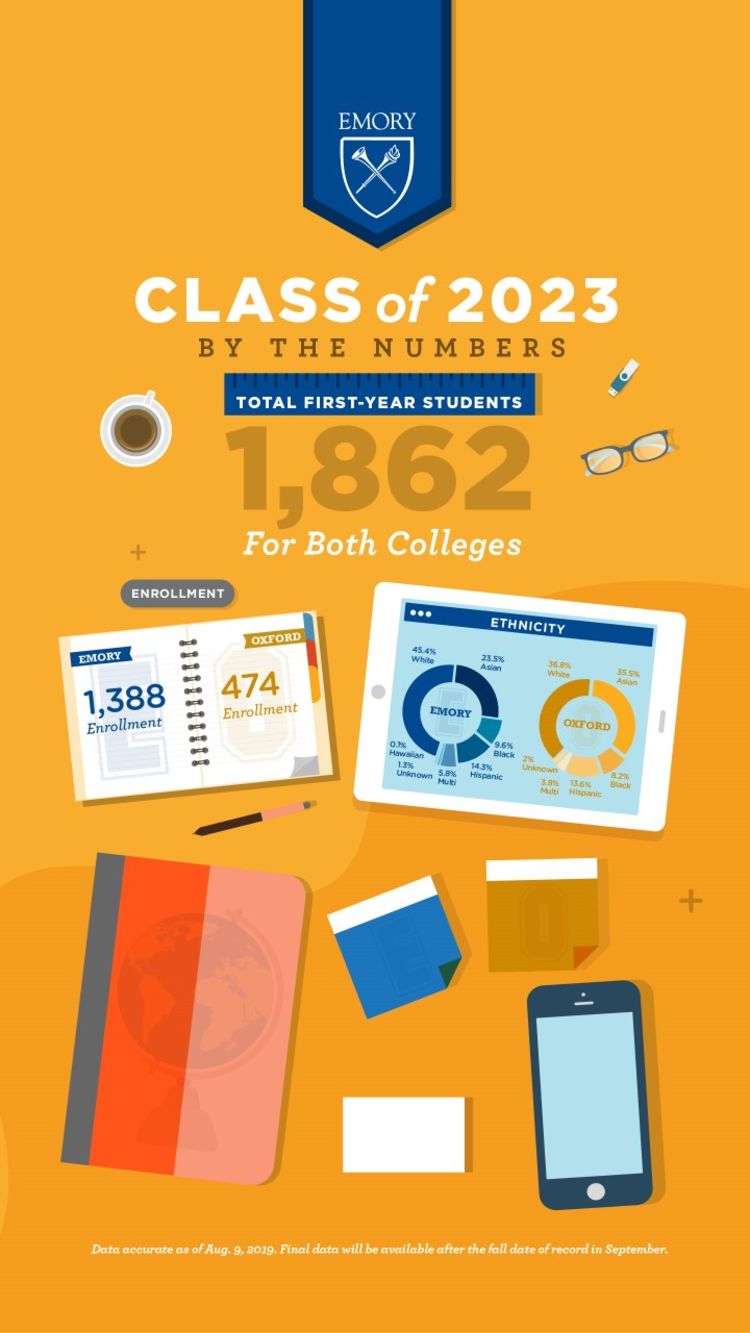  EMORY COLLEGE: White: 45.4%; Asian: 23.5%; Black: 9.6%; Hispanic: 14.3%; Multi*: 5.8%; Hawaiian: 0.1%; Unknown: 1.3%. OXFORD COLLEGE: White: 36.8%; Asian: 35.5%; Black: 8.2%; Hispanic: 13.6%; Multi*: 3.8%; Unknown: 2%