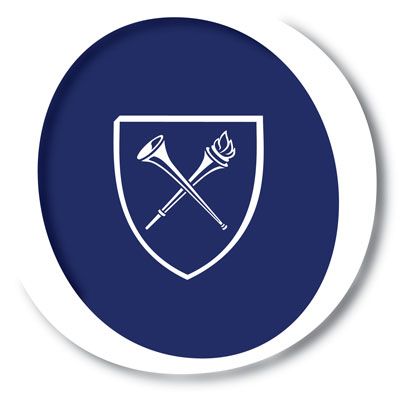 The "One Emory" logo -- a white O with a blue center and white Emory shield in the middle