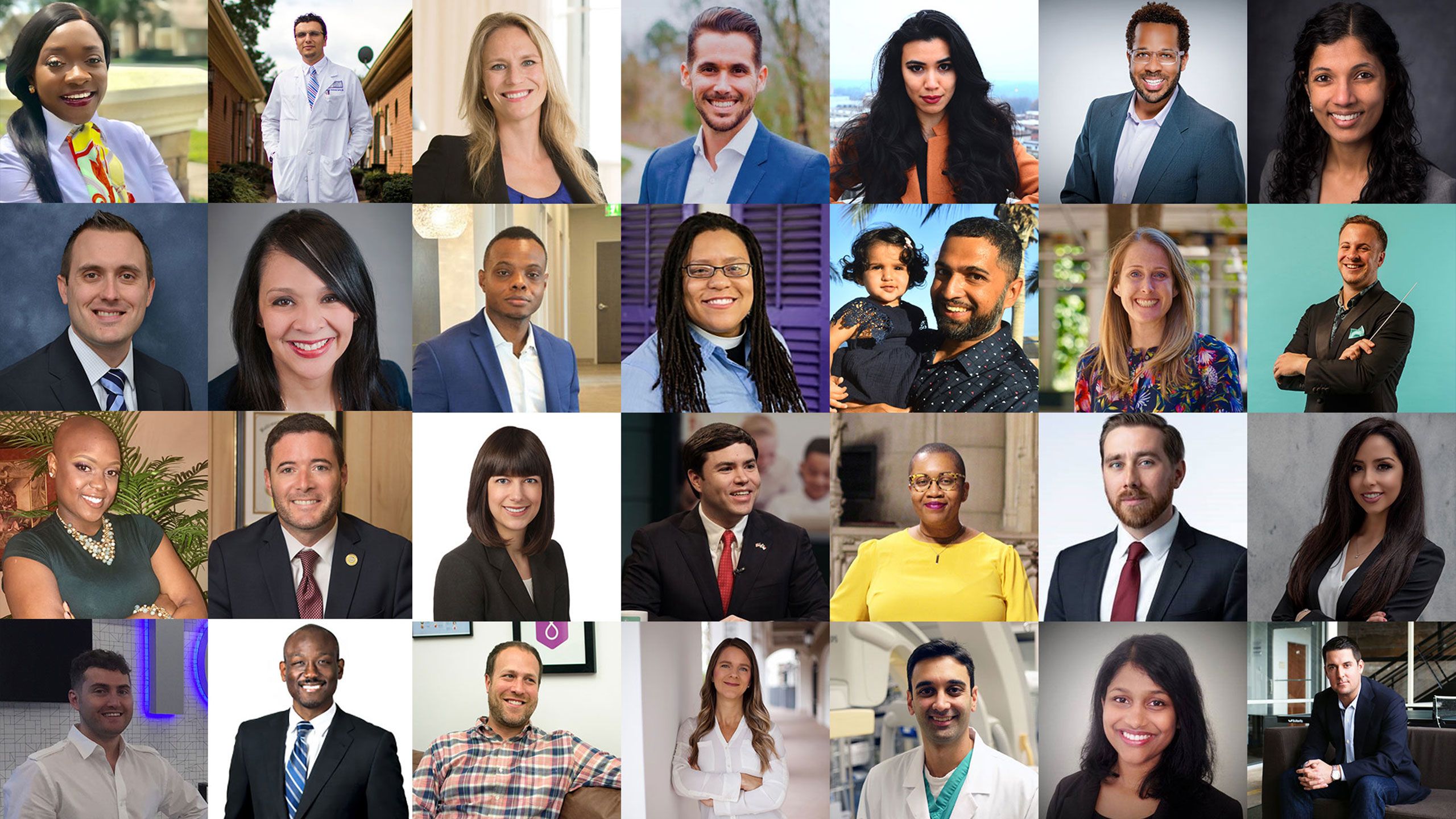 A collage of 40 Under Forty honorees