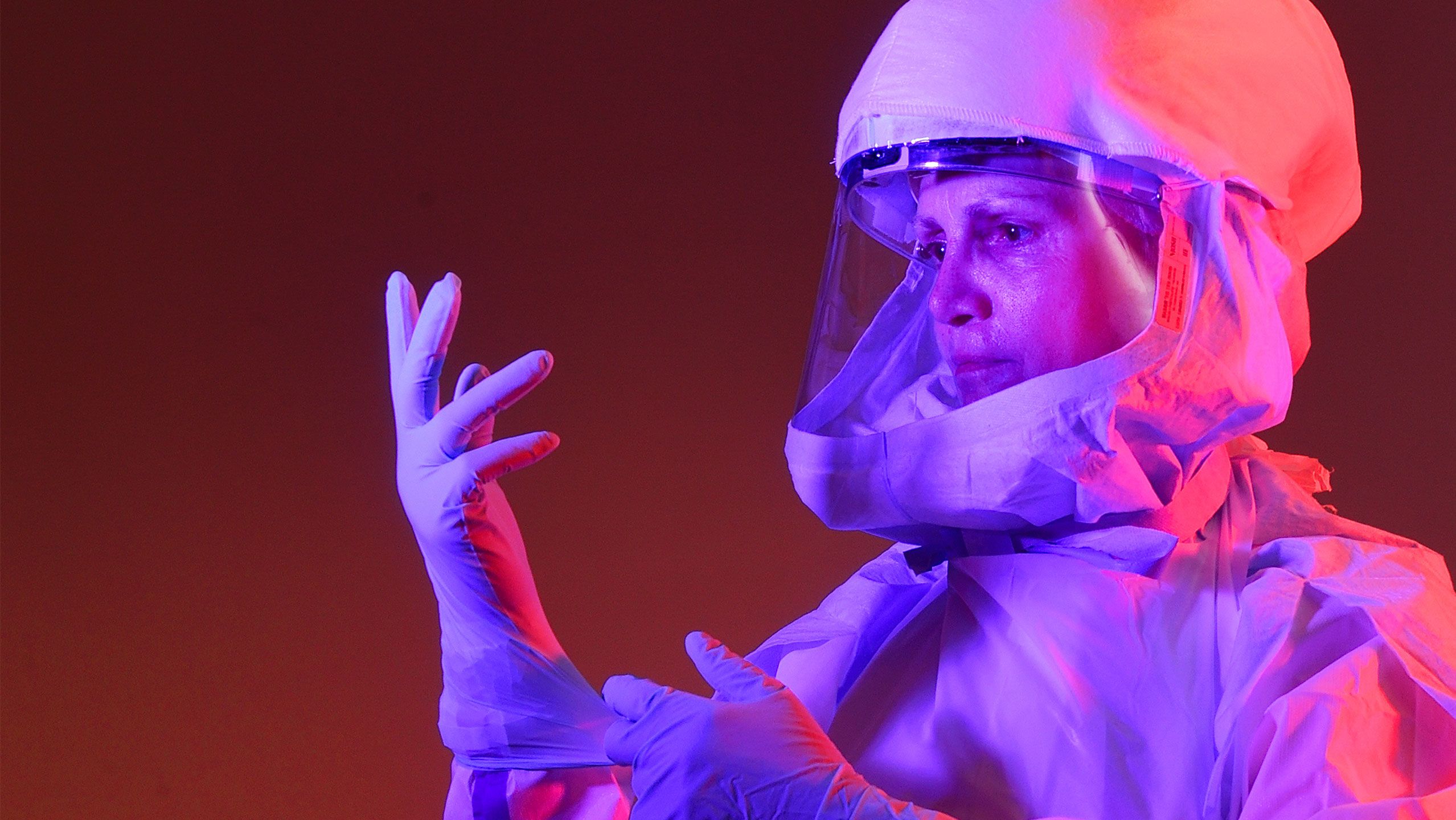 A nurse wearing personal protective equipment