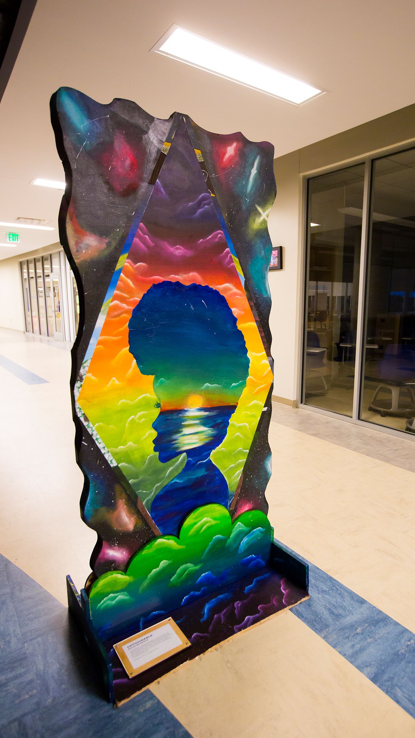 Colorful artwork in hallway