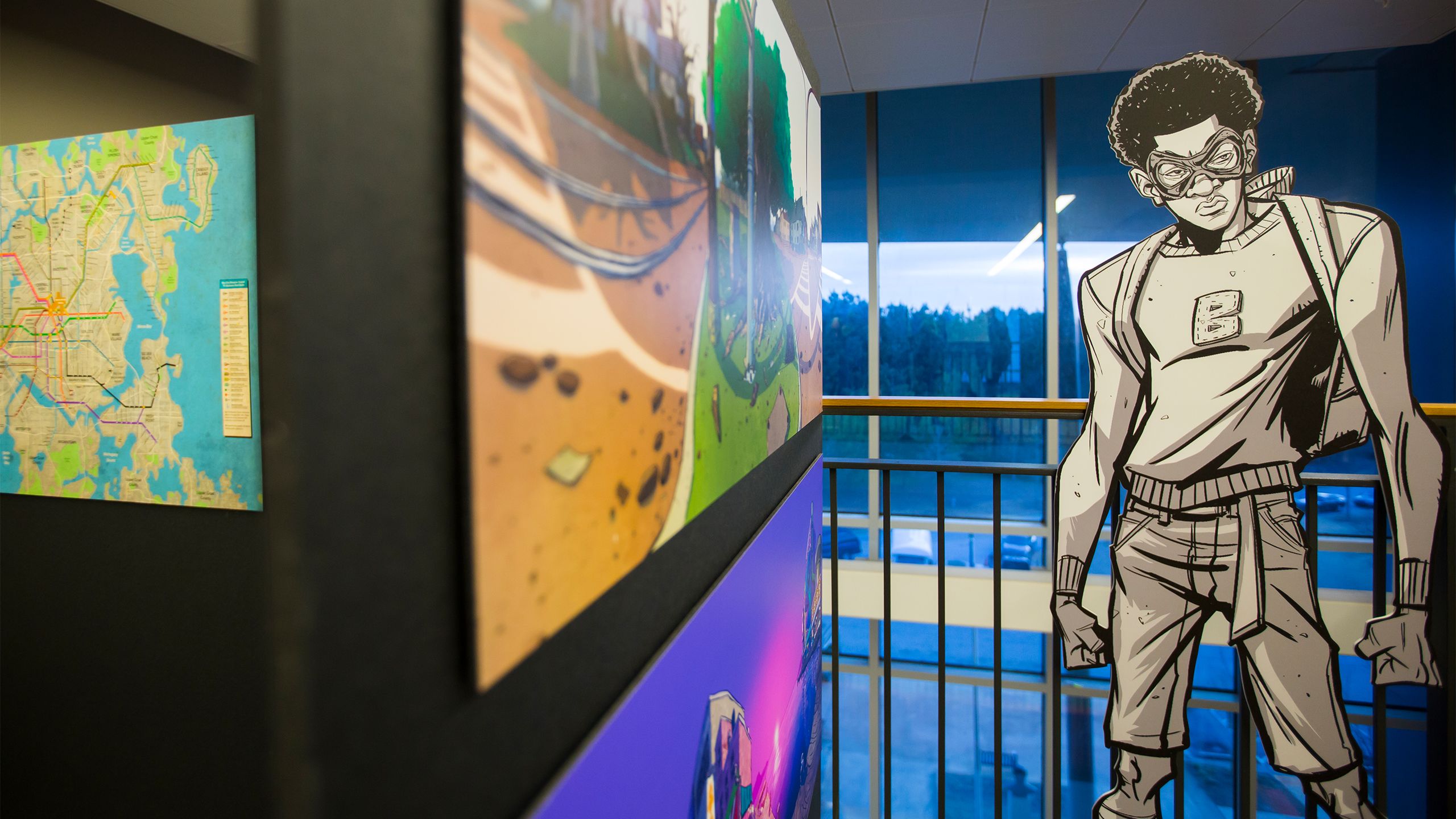 Colorful artwork from the exhibit
