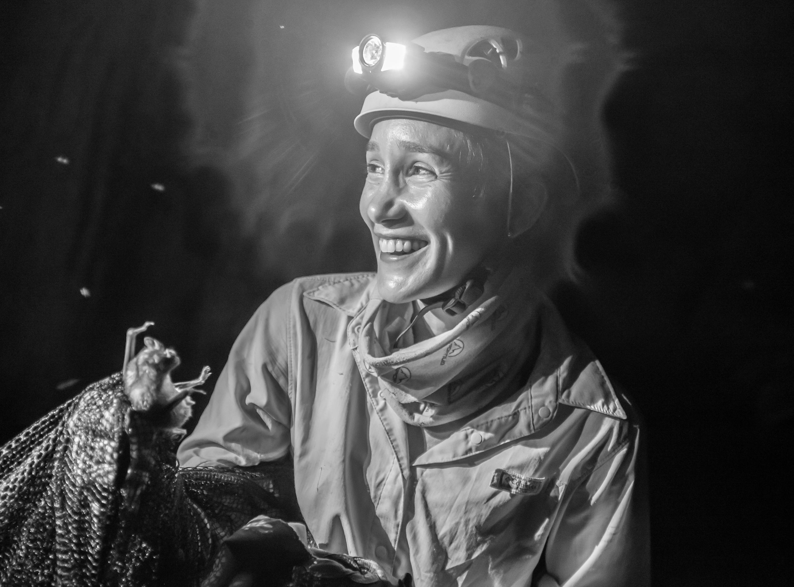 Amanda Vicente at work in a cave.