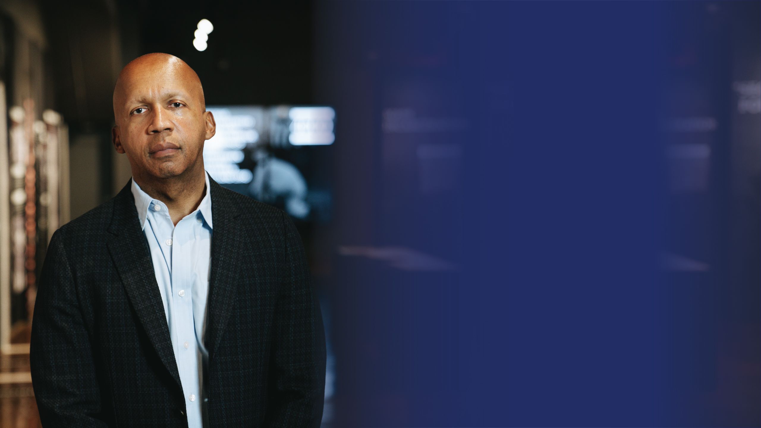 A portrait of Commencement speaker Bryan Stevenson