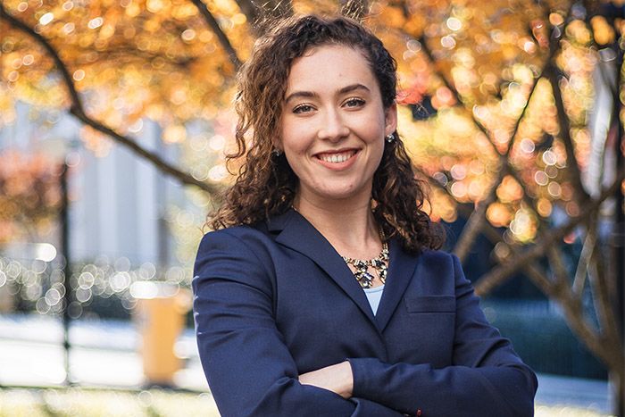 Caroline Wilkinson, Knights of Emory Spirit Award recipient, on Emory's campus