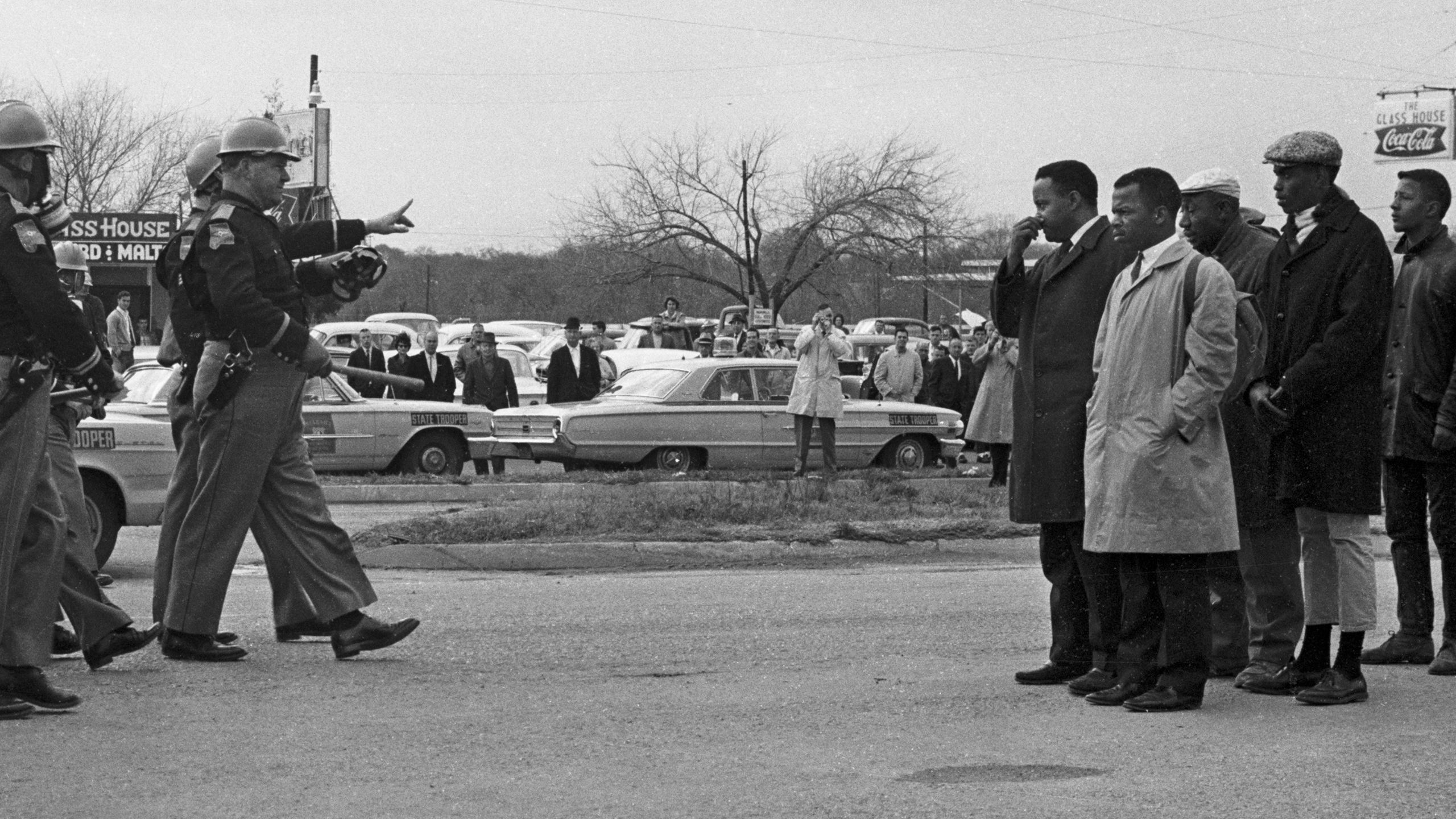 Protesters and police officers on Bloody Sunday.