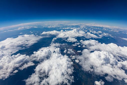 aerial view earth's horizon with clouds