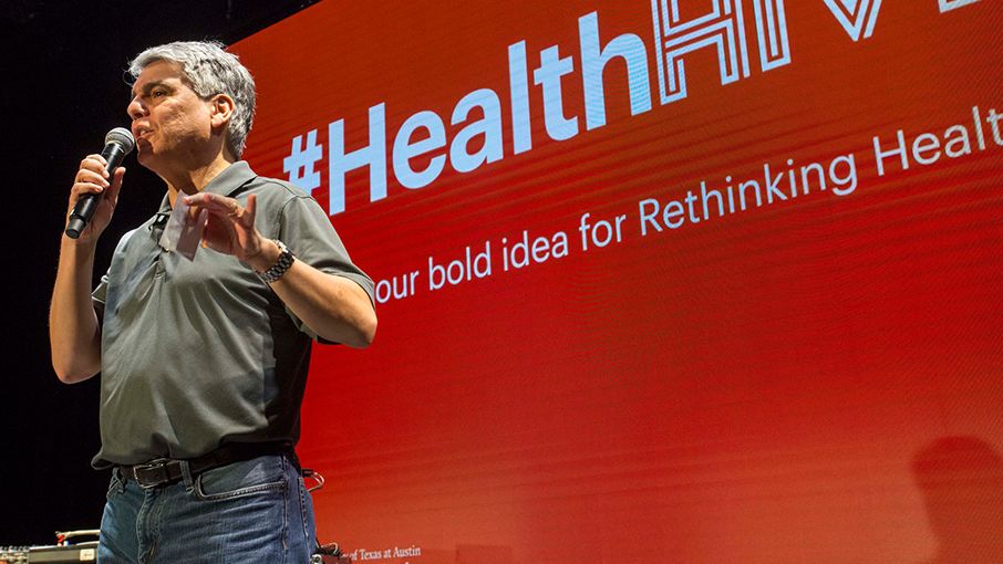 Fenves making a health care presentation at University of Texas.
