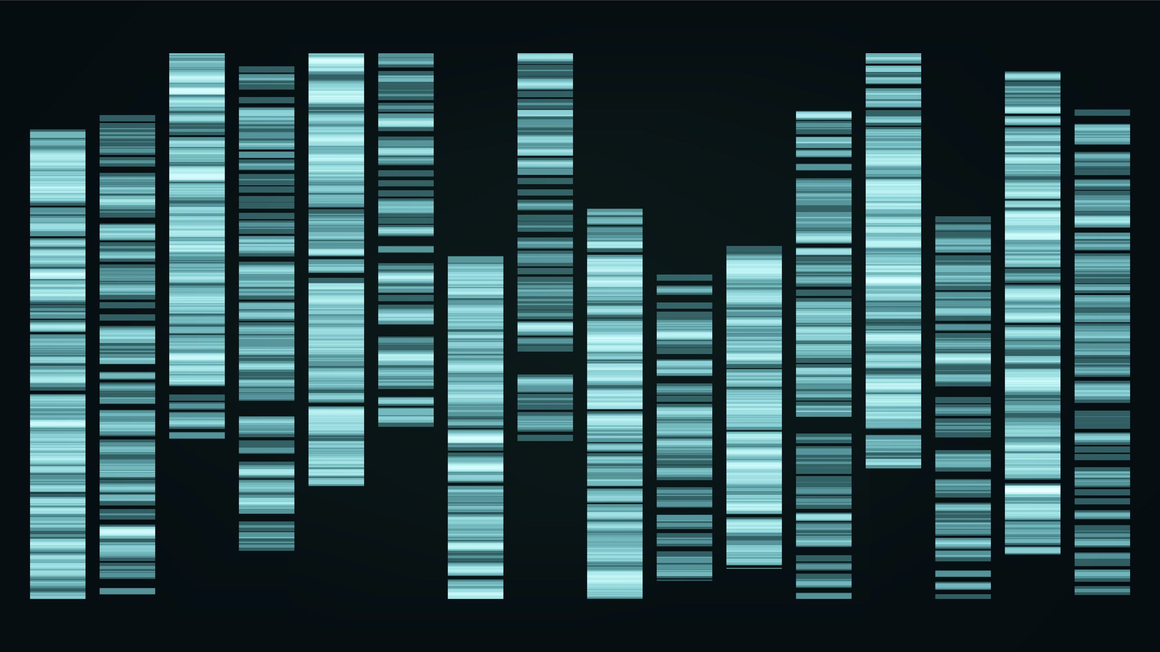 Graphic of computerized DNA sequence.