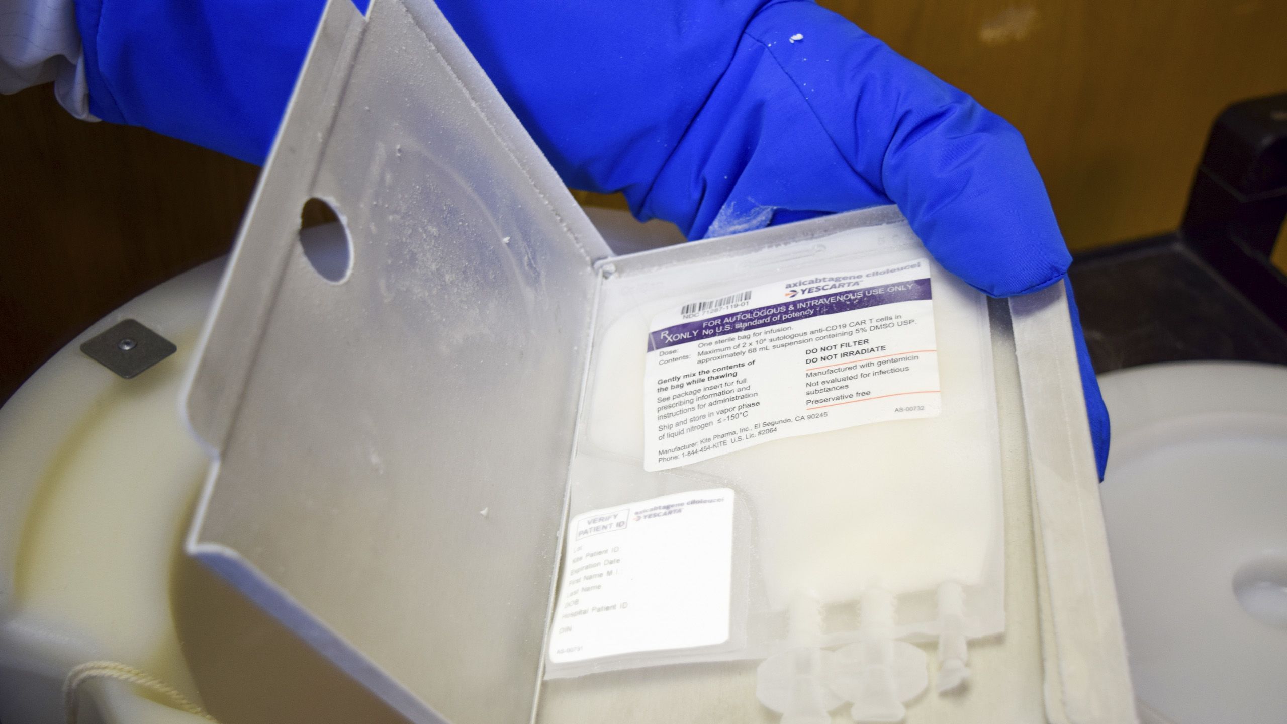 Photo series illustrating the CAR T-cell therapy process