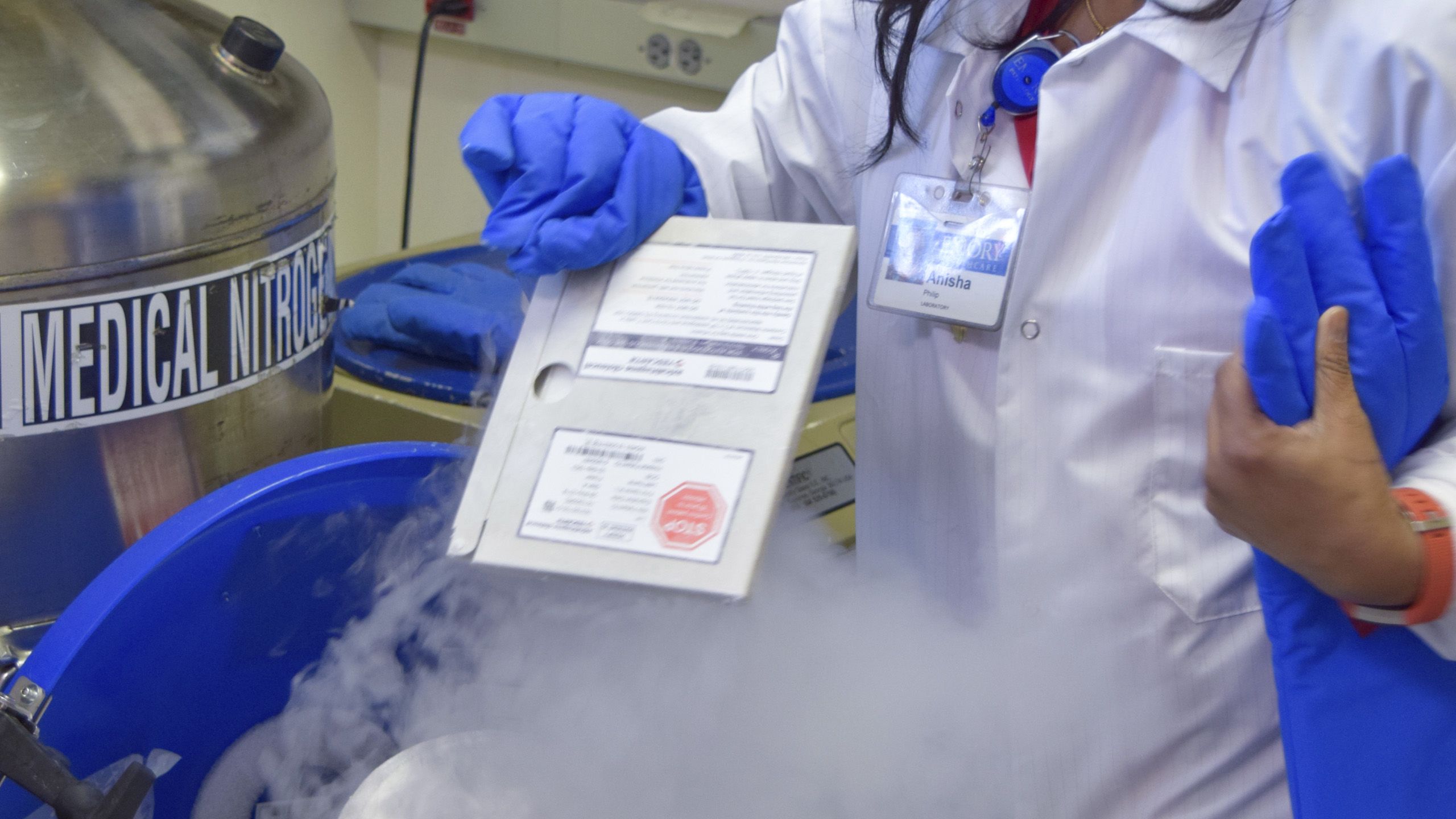Photo series illustrating the CAR T-cell therapy process