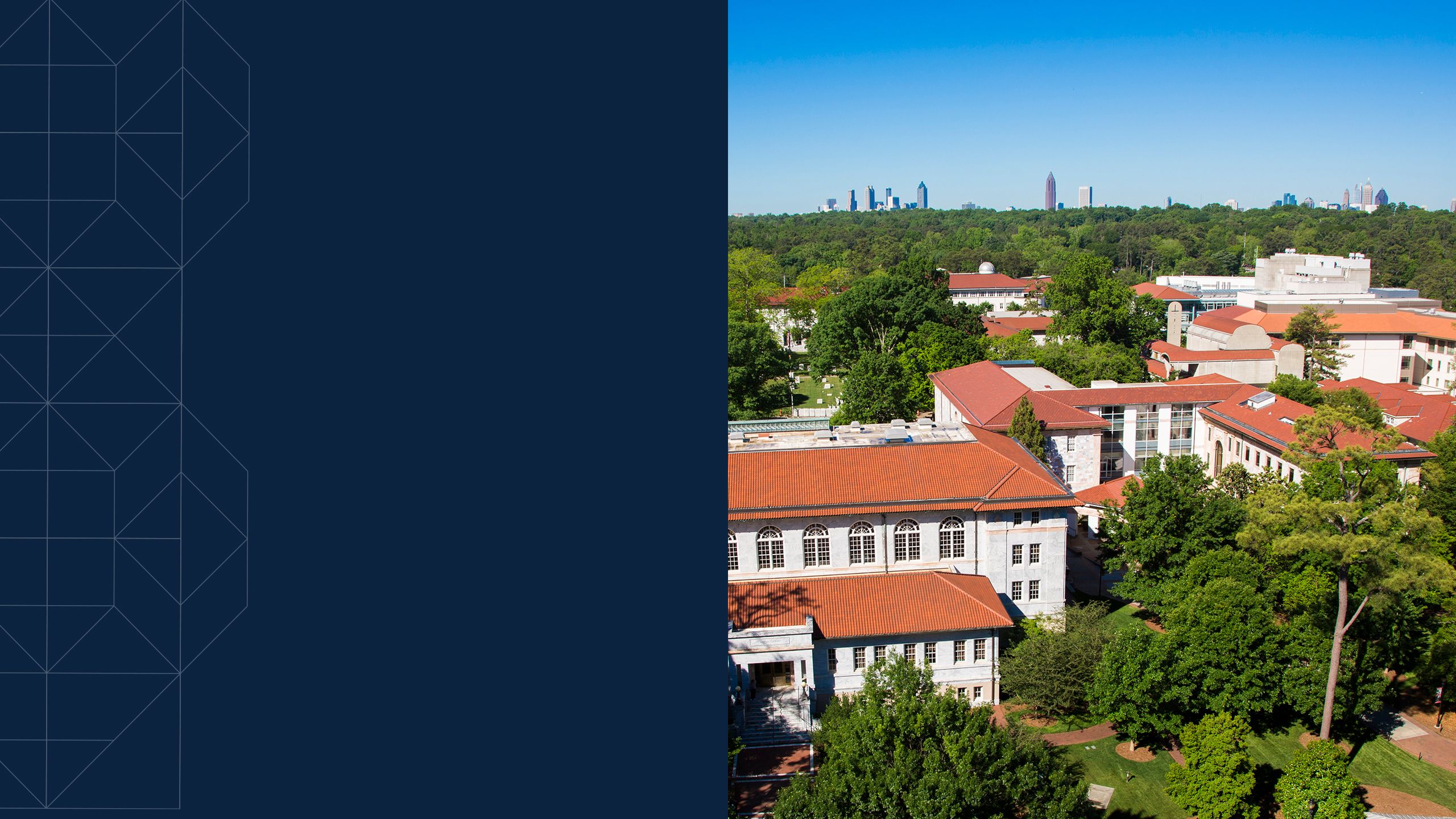 Photo of Emory campus and Atlanta skyline.