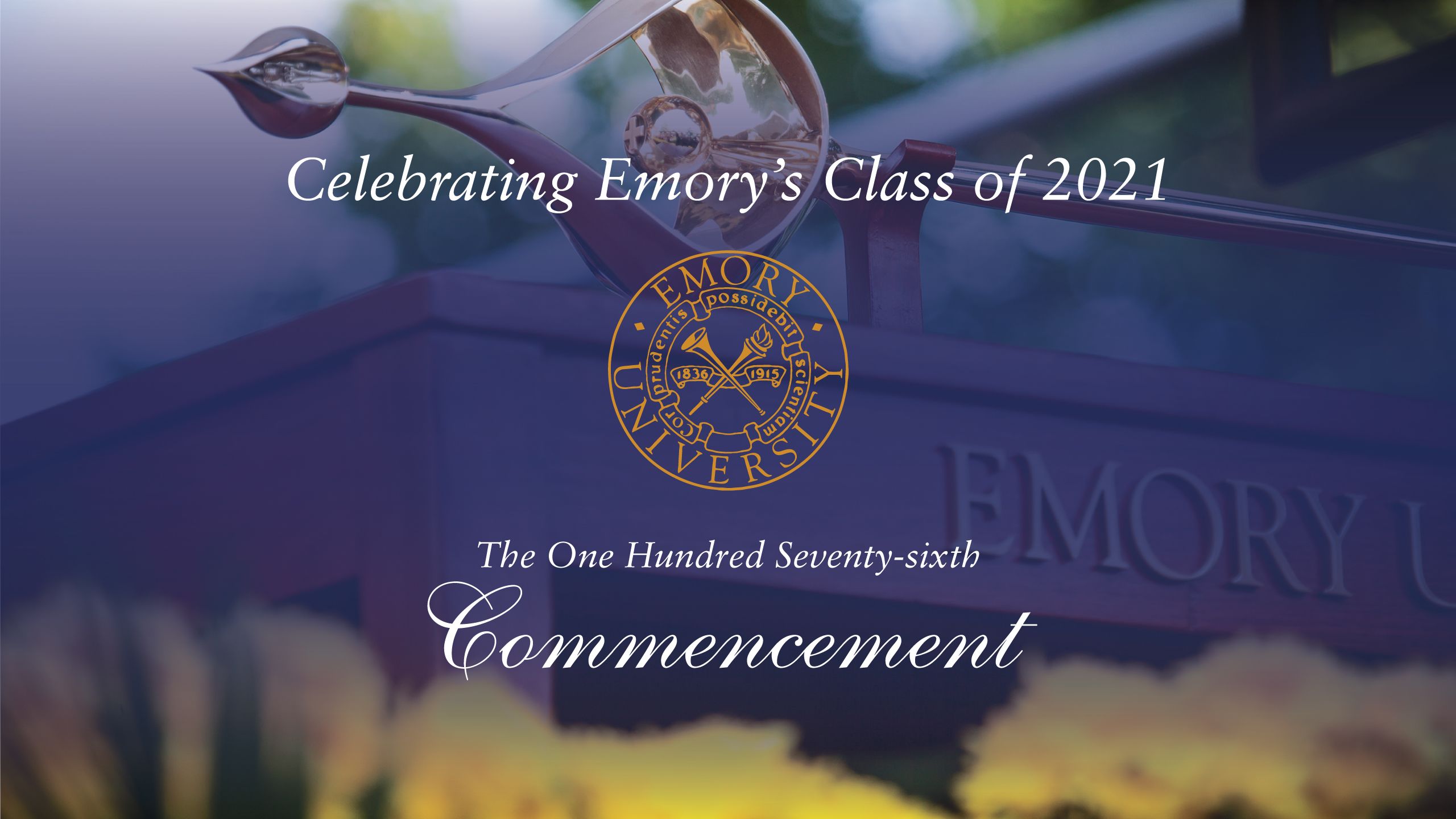 A close up of the podium at Emory's Commencement