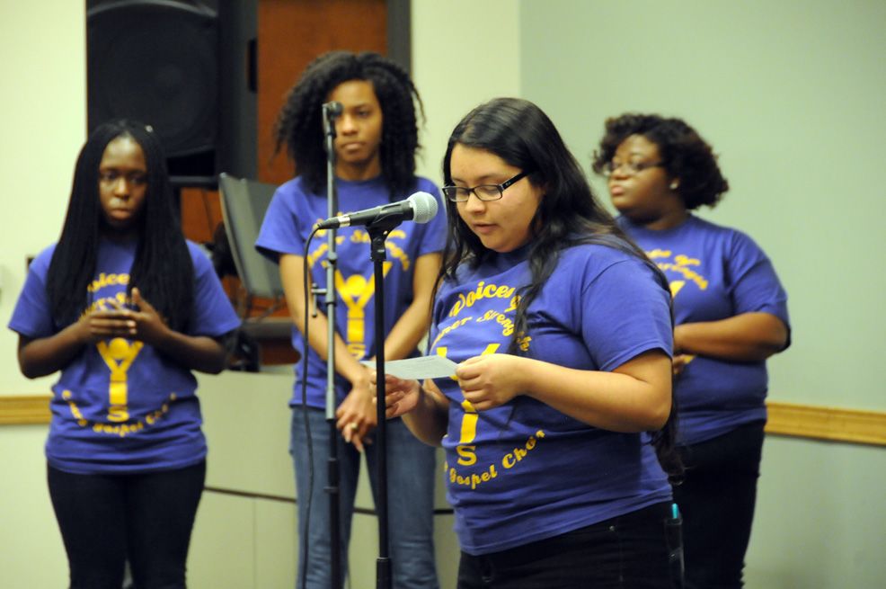 VOIS members at the microphone