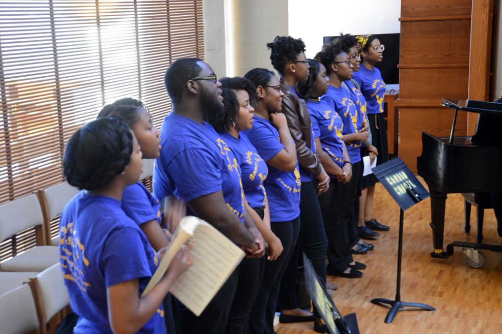 VOIS members in blue t shirts