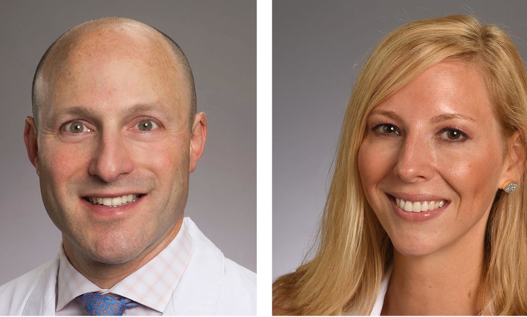 A head shot of a male doctor in a white coat and of a female doctor in a white coat.