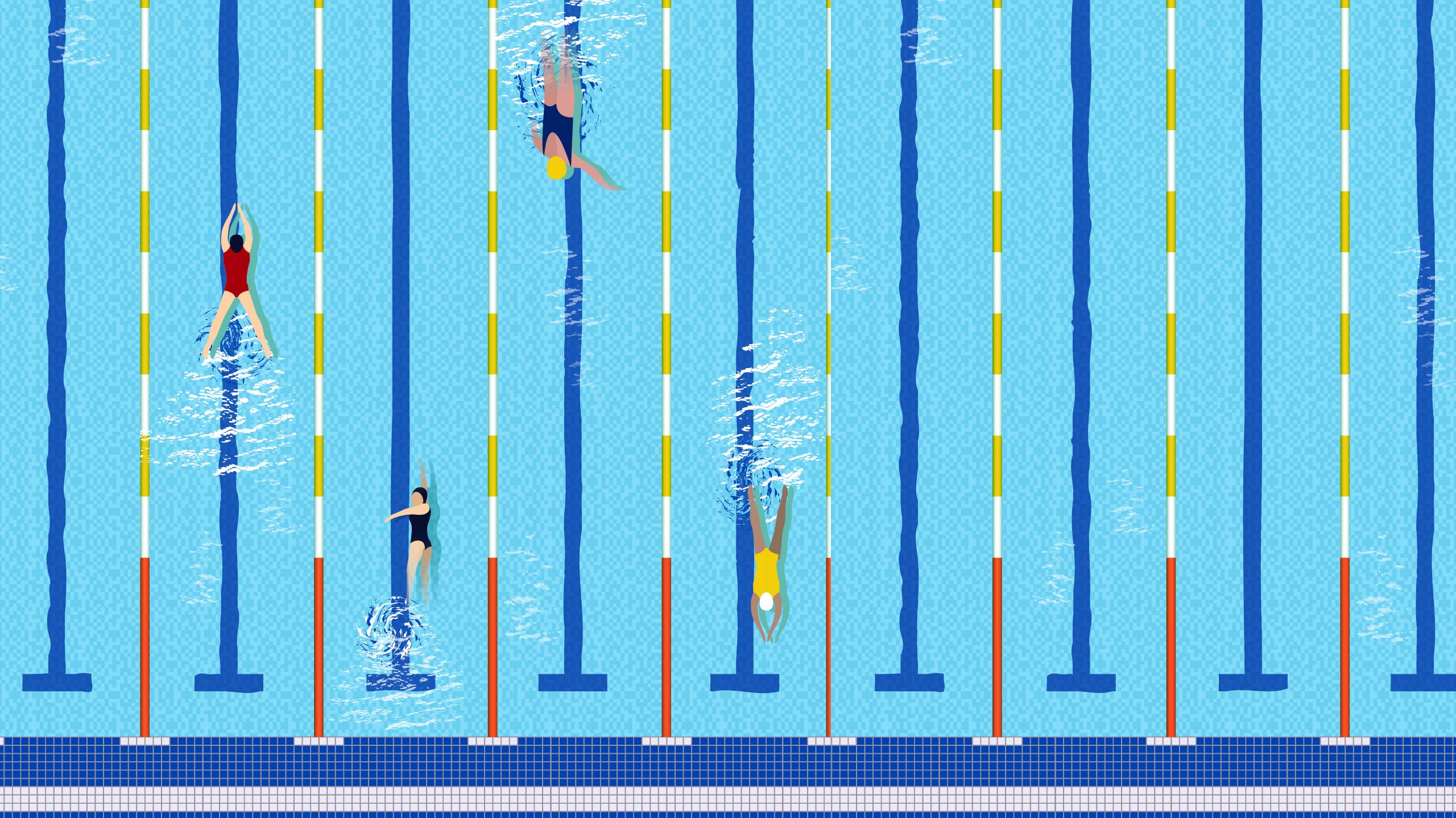 illustration of overhead swimmers in pool